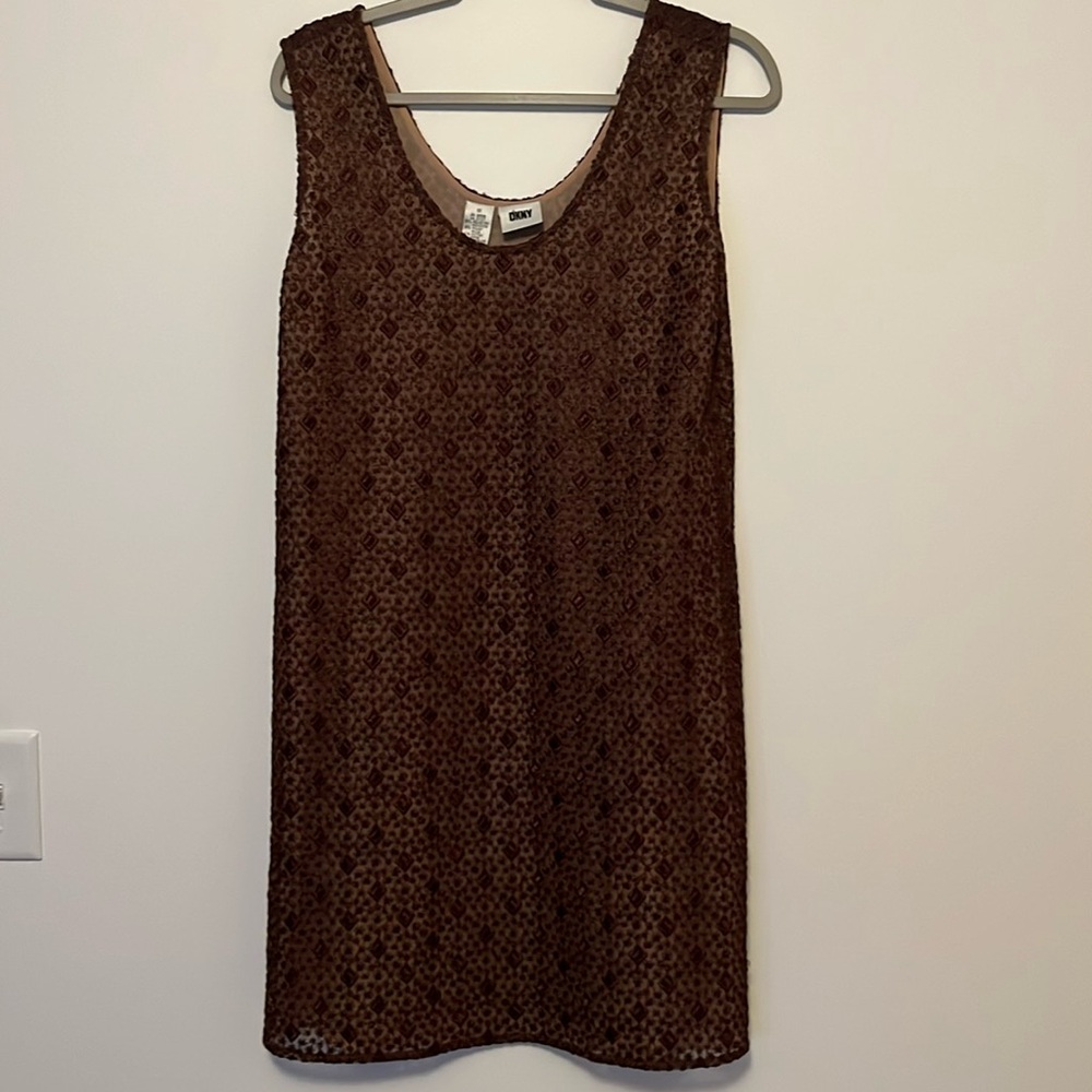 DKNY Vintage brown shift dress